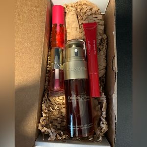 Clarins USA skin & lip gift set! Face serum, lip stain, lip oil, lip gloss